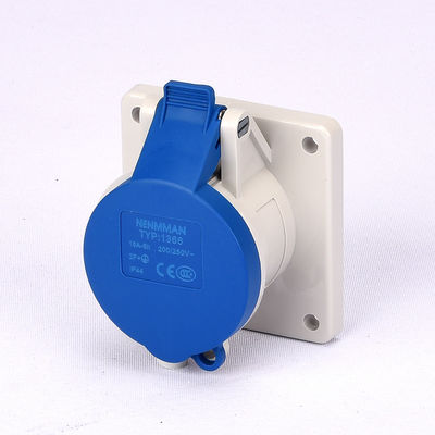 ইন্ডাস্ট্রিয়াল সিঙ্গেল ফেজ16A 230V IP44 প্যানেল মাউন্ট করা সকেট IEC স্ট্যান্ডার্ড