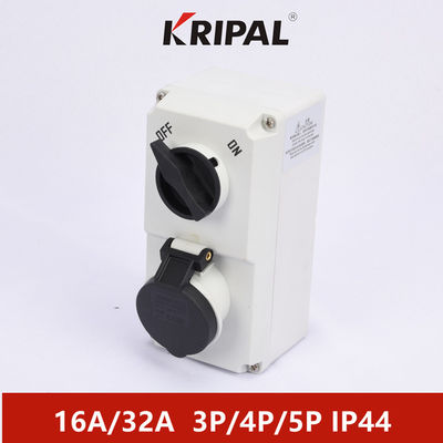 IP44 32A ইন্ডাস্ট্রিয়াল পাওয়ার সুইচড সকেট থ্রি ফেজ মেকানিক্যাল ইন্টারলক সহ