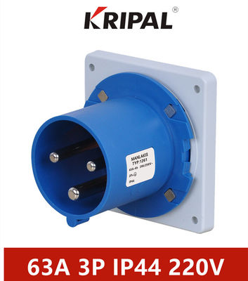 PA প্যানেল মাউন্ট করা ইন্ডাস্ট্রিয়াল প্লাগ IP44 63Amp 230V 3 পোল IEC স্ট্যান্ডার্ড