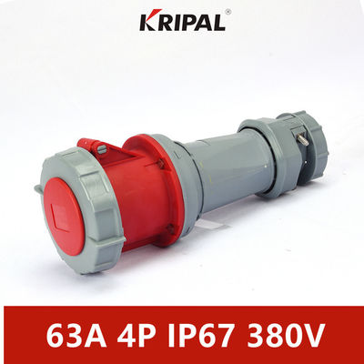 IP67 63A 4 মেরু জলরোধী শিল্প সংযোগকারী নিকেল ধাতুপট্টাবৃত
