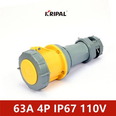 IP67 63A 4 মেরু জলরোধী শিল্প সংযোগকারী নিকেল ধাতুপট্টাবৃত