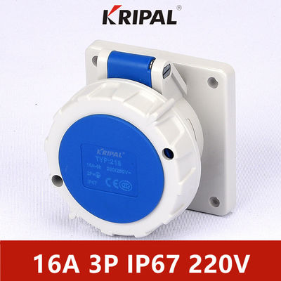 IP67 3 মেরু 16A একক ফেজ প্যানেল মাউন্ট করা সকেট IEC মান