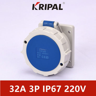 IP67 3 মেরু 16A একক ফেজ প্যানেল মাউন্ট করা সকেট IEC মান
