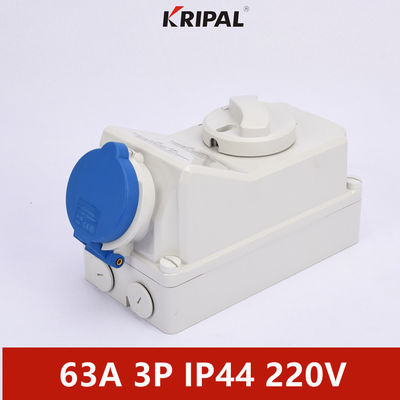 IP44 63A 3P একক ফেজ IEC ইন্টারলক বৈদ্যুতিক সুইচ সকেট