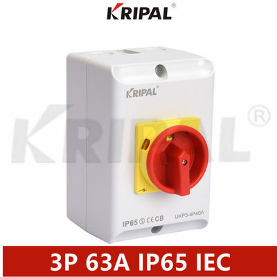 63A IP65 ট্রিপল পোল 230V আইসোলেটর সুইচ ওয়াটারপ্রুফ IEC স্ট্যান্ডার্ড